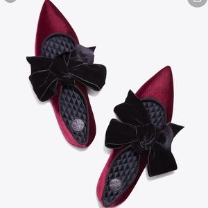 Tory Burch Velvet Flats With Bow